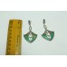 925 sterling silver blue green orange enamel earring marcasite stones 2.5 inch